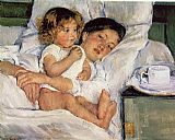 Mary Cassatt Canvas Paintings - Breakfast in Bed
